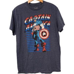 Captain America T-Shirt Marvel WeLoveFine Mens Medium Superheroes Blue EUC